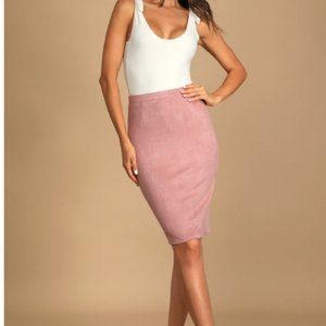 Lulus Blush Pencil Skirt Vegan Suede